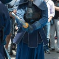 Two kendo fighters Competition with Bamboo Sword and Traditional Royalty Free Stock Photo