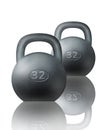 Two kettlebells on white