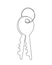 Two keys on a bunch, outline icon symbol of keys, vector illustration