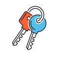 Two Keys Icon on White Background. Vector Royalty Free Stock Photo