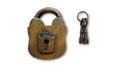 Two keys with locked padlock