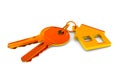 Two keys and trinket house on white background. isolated 3d illustration