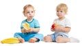 Two kids eating healthy food Royalty Free Stock Photo