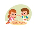 Two kids making pizza. Boy and girl cooking Royalty Free Stock Photo