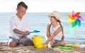 Two kids playing beach Royalty Free Stock Photo