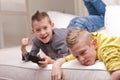 Two kids playing video games Royalty Free Stock Photo