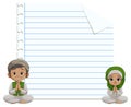 Two kids praying with empty lined paper Royalty Free Stock Photo