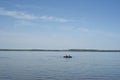 Two Kids on Boat on a Lake