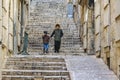 Two Kids Walking, Old Jerusalem Royalty Free Stock Photo