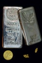 Two Kilo Silver Bullion Bars - One Ounce Gold Round - Two Natural Gold Nuggets