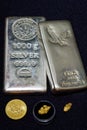 Two Kilo Silver Bullion Bars - One Ounce Gold Round - Two Natural Gold Nuggets