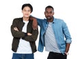 Two of a kind. Cropped portrait of a two young men standing against a white background.