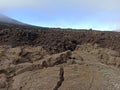 Two kind of lava flows on Fournaise volcano pahoehoe lava flow and aa lava flow, Reunion Royalty Free Stock Photo
