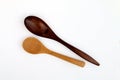 Two kind of wooden spoon on white background