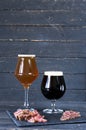 Two kinds of beer. Dark and light beer. Royalty Free Stock Photo