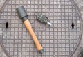 Two kinds of Grenades lying on the ground Royalty Free Stock Photo