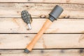 Two kinds of Grenades on wooden board Royalty Free Stock Photo