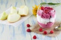 Two kinds of ice cream in glass cup