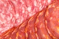 Two kinds of salami as background- macro.