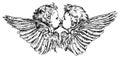 Vintage Cherubs Illustration Black and White Wedding Engraving