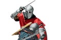 Two knights in armor are fighting a duel Royalty Free Stock Photo