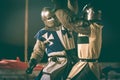 Two knights fighting Royalty Free Stock Photo