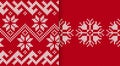 Two Knit Prints. Christmas Seamless Pattern. Knitted Sweater Background. Festive Crochet. Xmas Winter Geometric Texture
