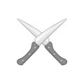 Two knives icon, black monochrome style Royalty Free Stock Photo