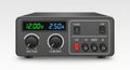 Two knobs labeled Voltage and Current adjust settings. The front panel Royalty Free Stock Photo