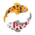 Two koi fishes icon, cartoon style Royalty Free Stock Photo