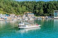 Two Korean police trawlers anchored in harbor