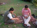 Kurdish Men playing Backgammon in Park Royalty Free Stock Photo