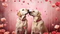 Two Labradors dogs celebrate Valentine's Day, show love for Royalty Free Stock Photo