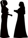 Two ladies black color silhouette Royalty Free Stock Photo