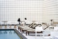 Two Women Are Sitting And Talking Public Swimming Pool