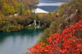 Two lakes and waterfalls in Plitvice National Park