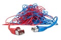 Two lan cables in tangled skein. 3D rendering Royalty Free Stock Photo