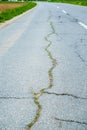 Two lane road crack Royalty Free Stock Photo