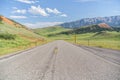 Two lane paved highway in the mountains