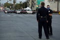 Two LAPD officers on Sunset Boulevard in Hollywood Royalty Free Stock Photo