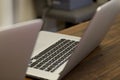 Two Laptops on a Wooden Table Royalty Free Stock Photo