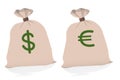 Two large bags of money Royalty Free Stock Photo