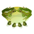 Two large green frog with four small illustration EPS 10