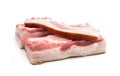 Two large lard pieces and a thin tenderloin isolated on a white background.