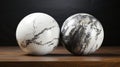 Realistic Grey Marble Egg On Wooden Table - 3d Render