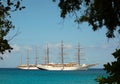 Sea cloud 1 and sea cloud 2 visiting Bequia in the grenadines Royalty Free Stock Photo