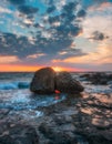 Two large Rocks in sunset Royalty Free Stock Photo