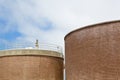 Two Large Storage Tanks at a Wastewater Treatment Plant