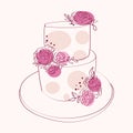 Two layer cake with pink flowers