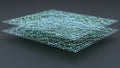 Two layered digital network grid with glowing connections and nodes abstract technology Royalty Free Stock Photo